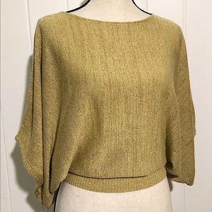 Gold Chesley Dolman Sleeve knit blouse / sweater w/ metallic thread large